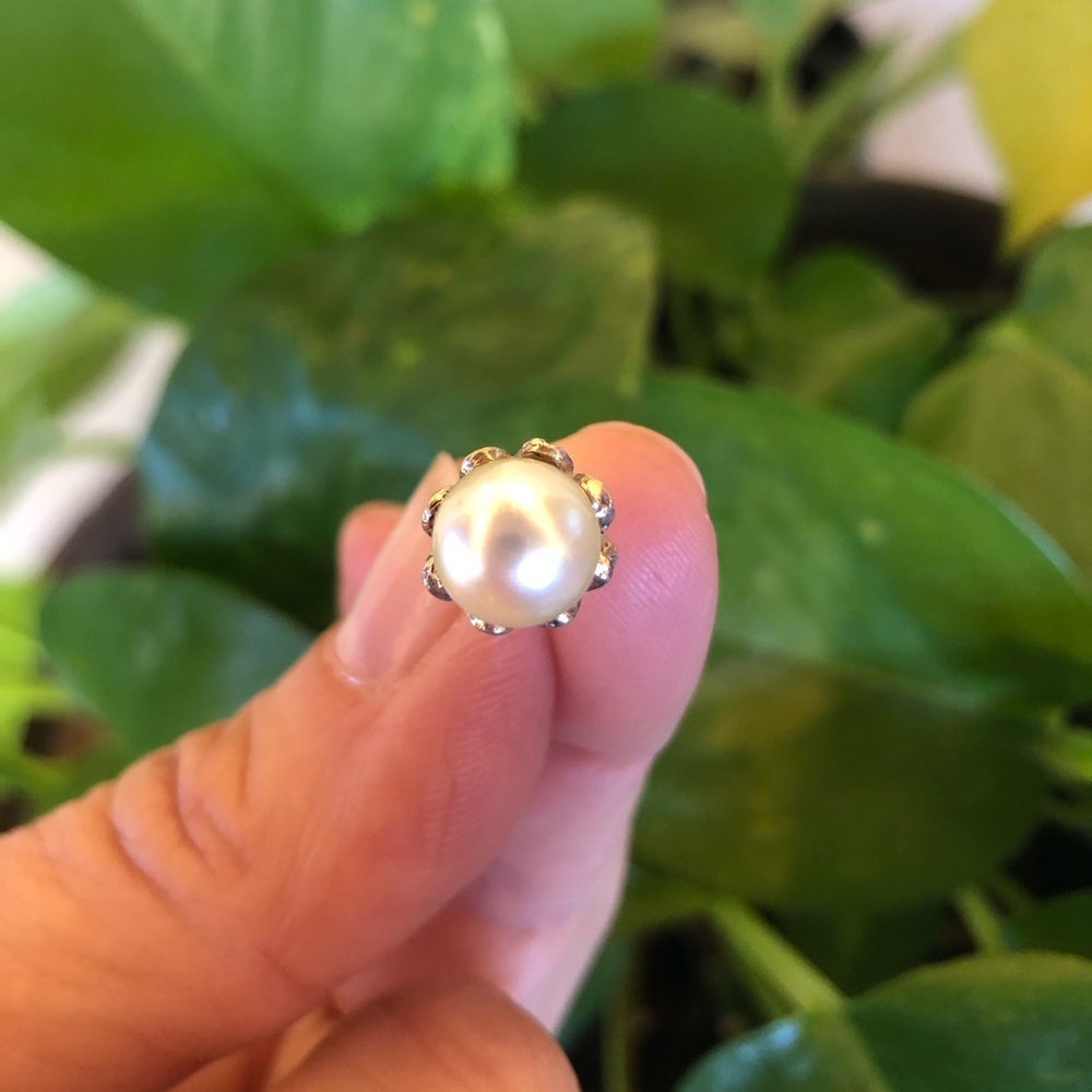Vintage Silver Pearl Pendant Charm - Picture 4 of 10